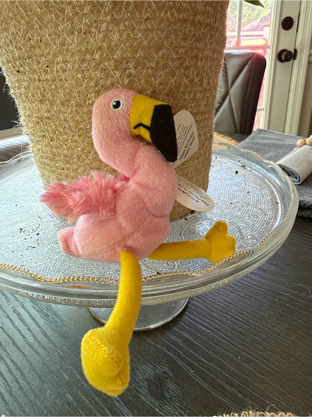 Ty Pink Flamingo Plush with Yellow Legs and Beak Accents